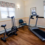 Exercise area including our new bicycle and treadmill that the residents have really taken to