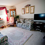 Living room of the model apartment at Oakwood Estates
